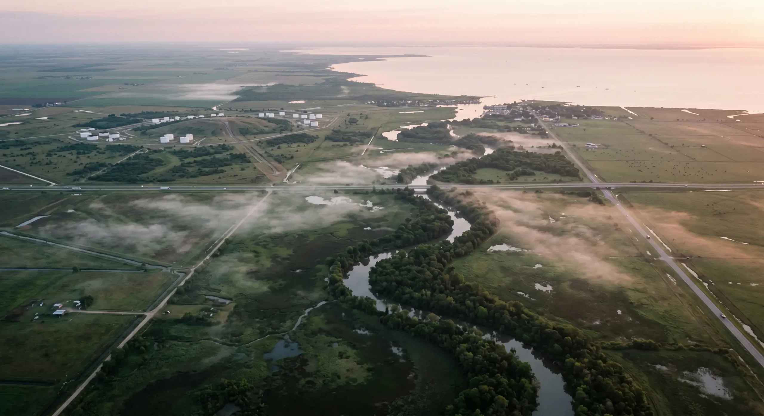 Aerial view of Chambers County, TX dumpster rental service area